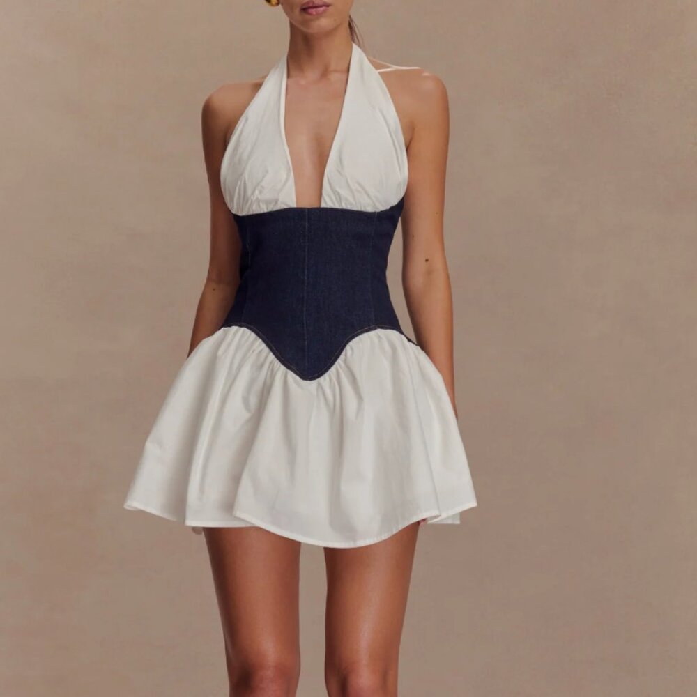 Meshki Merlyn Denim Cotton Mini Dress